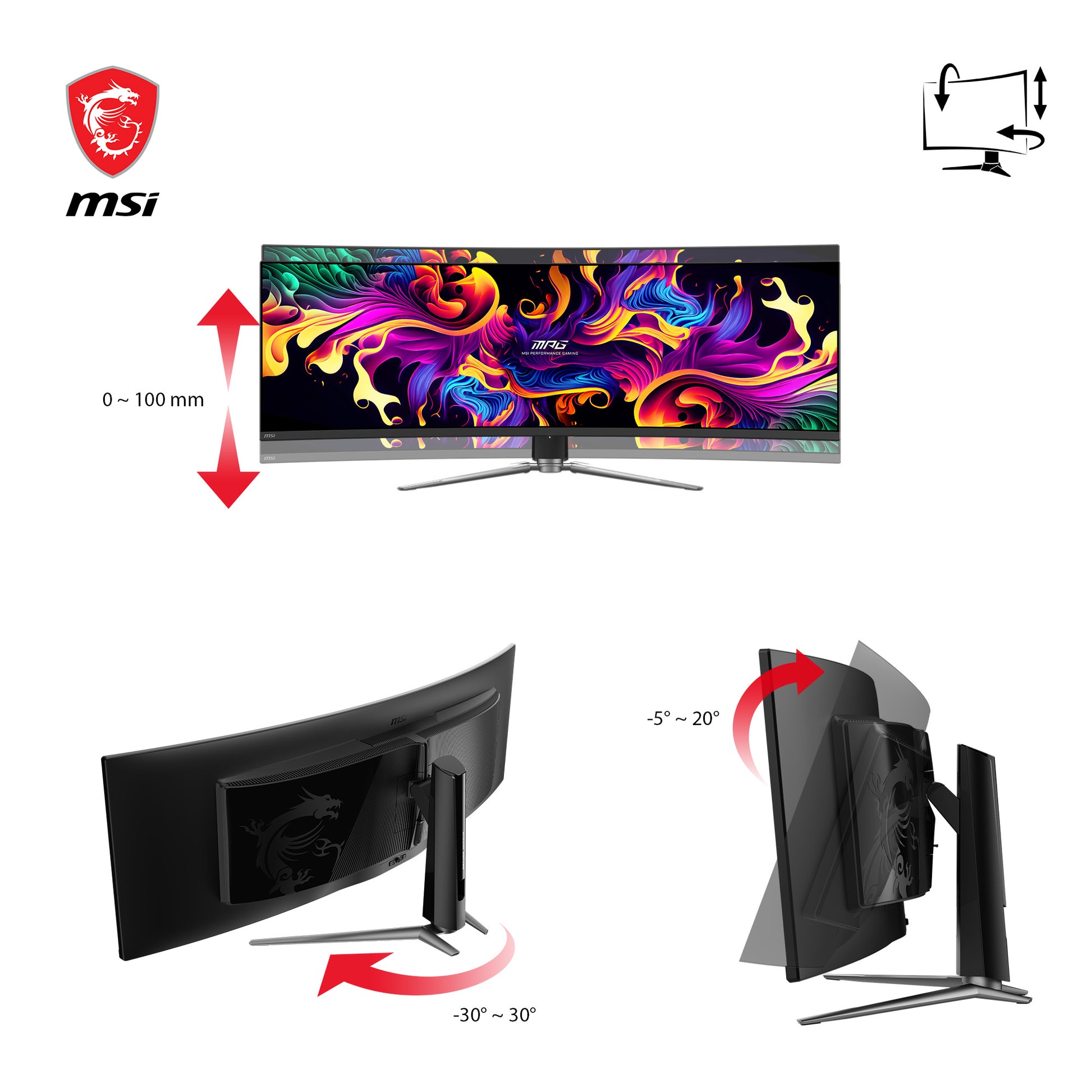 MSI MPG 491CQPDE – Monitor, 49", 5120 × 1440, QD-OLED, Gebogen