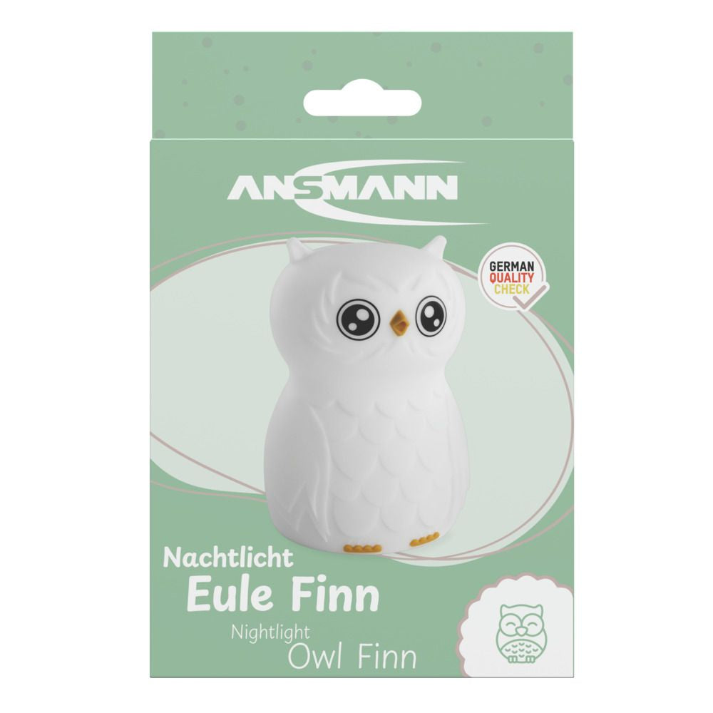 Ansmann Nachtlicht Eule – 10 lm, mehrfarbig, 4 h Akku, USB – Weiss