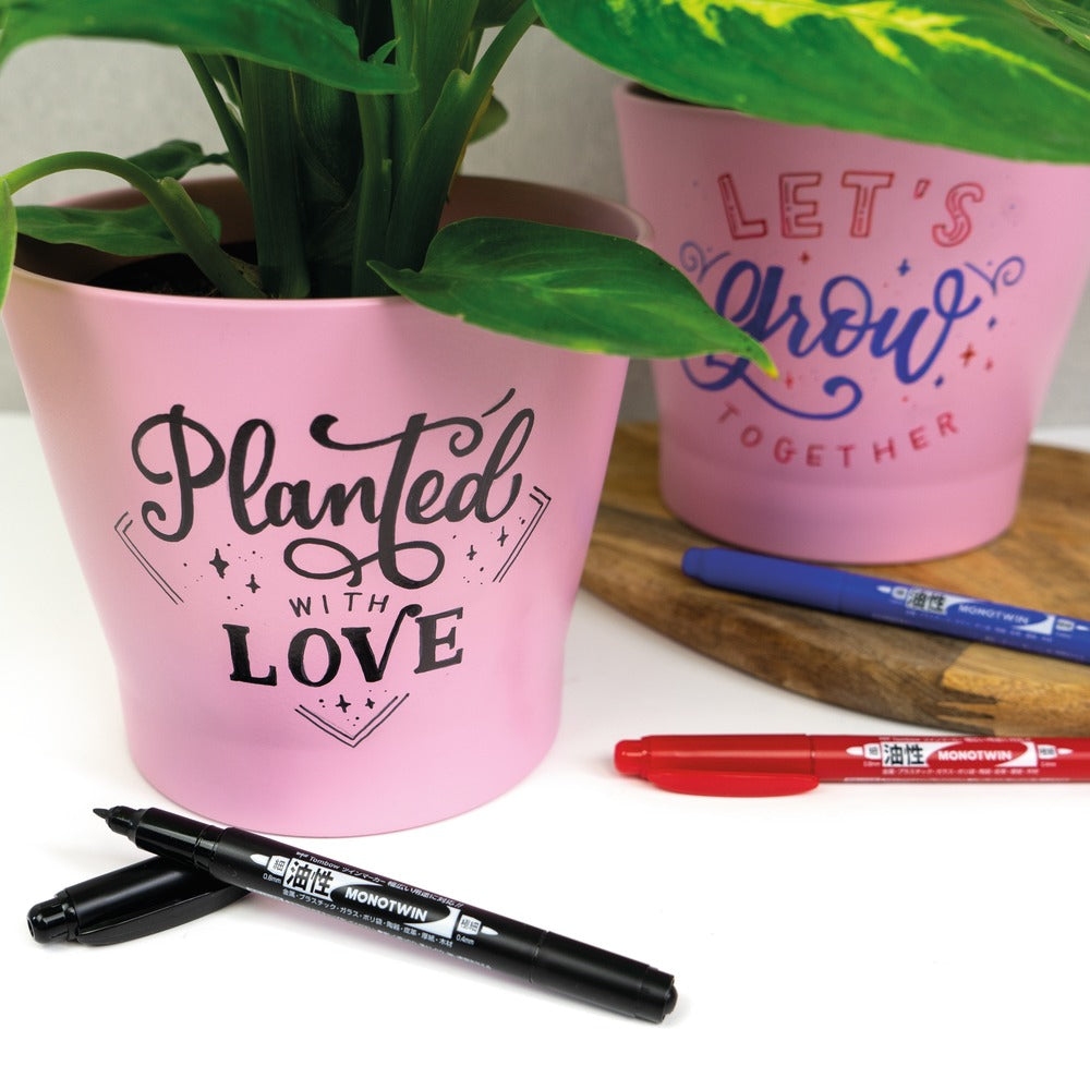 Tombow MONO twin Permanentmarker – Doppeltspitze 0,4/0,8 mm – Schwarz, Blau, Rot – 3er-Set
