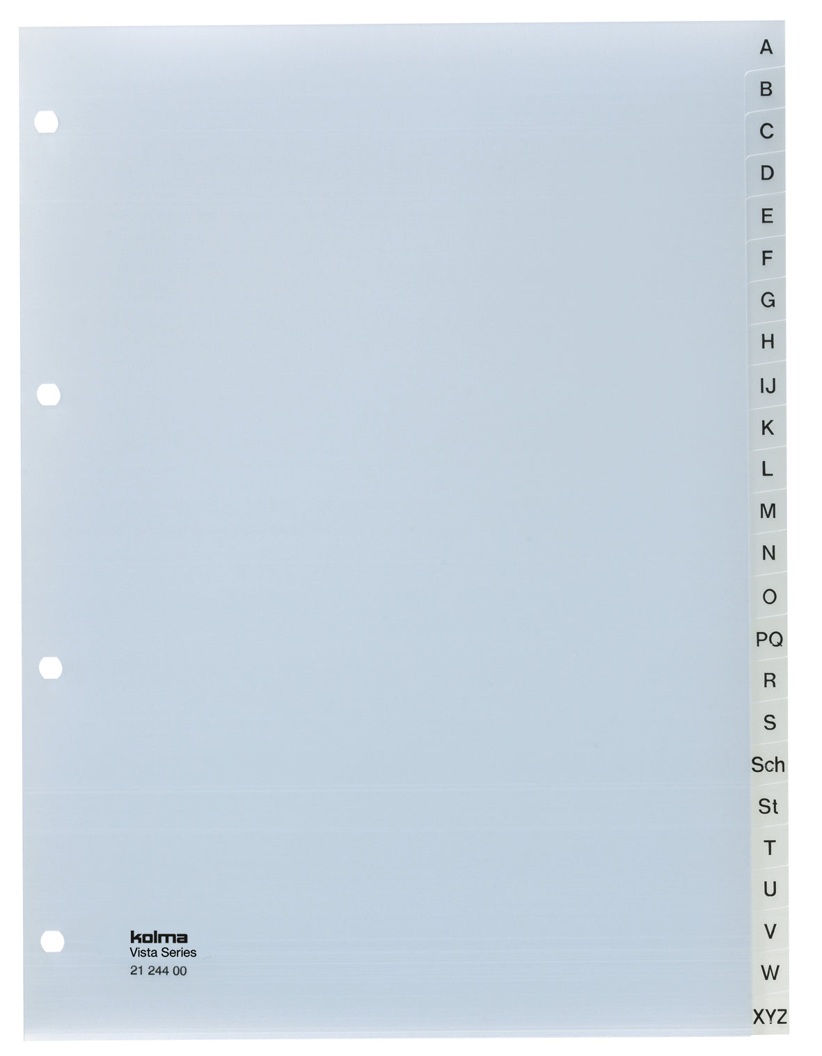 Kolma Vista Register – A4, 24-teilig, PP, transparent, vorgedruckt, 4-fach Lochung
