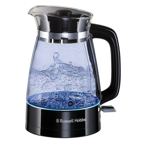 Russell Hobbs Wasserkocher Classic Glass – 1,7 l, Glas, 2400 W, Schwarz, 360°-Sockel