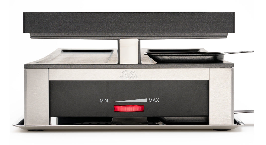 Solis Raclette-Grill 7911 – 10 Personen, 1500 W, Antihaftbeschichtung – Schwarz/Edelstahl