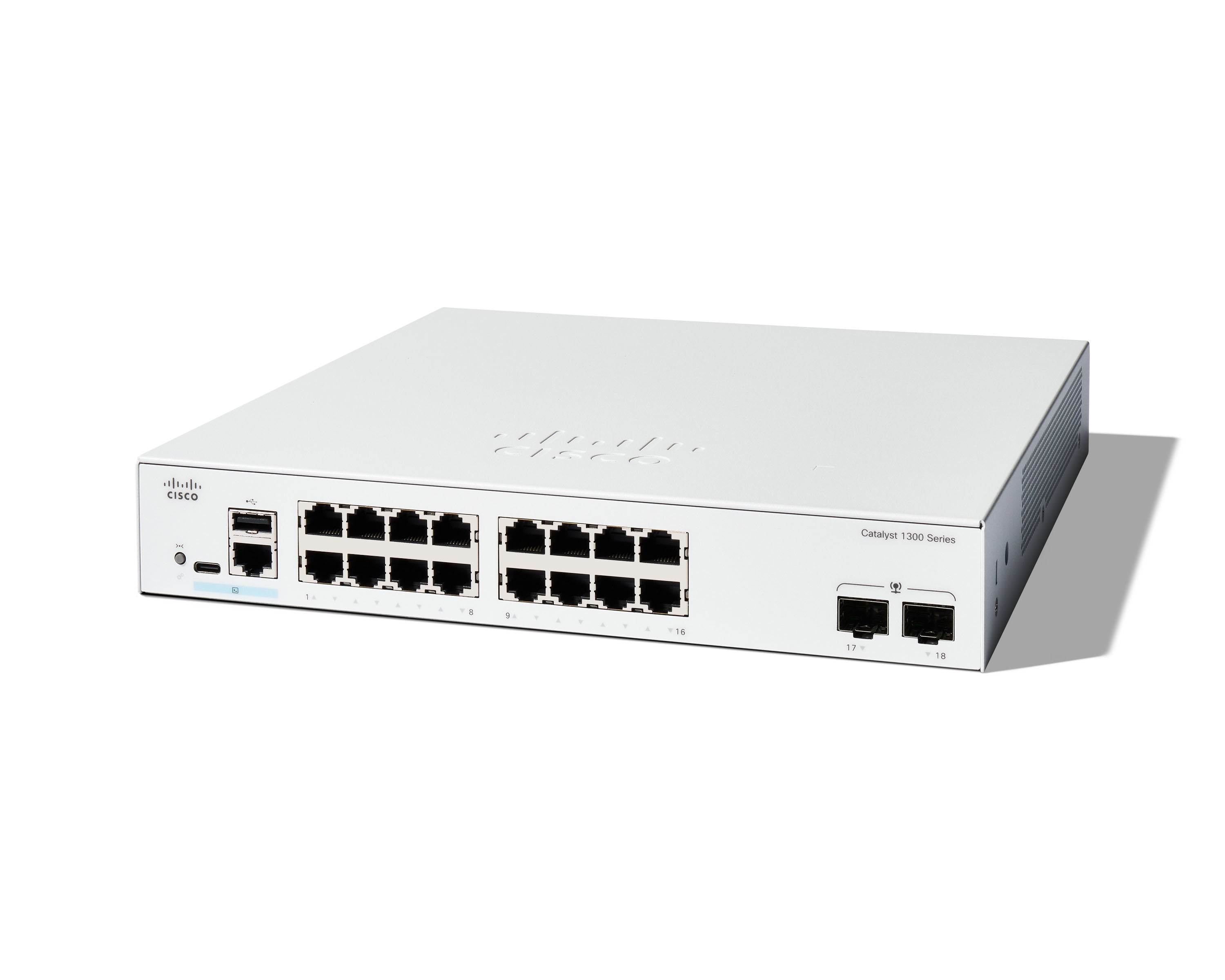 Cisco Catalyst 1300 C1300-16T-2G – Managed Switch – 16×GbE, 2×SFP, L2+/L3