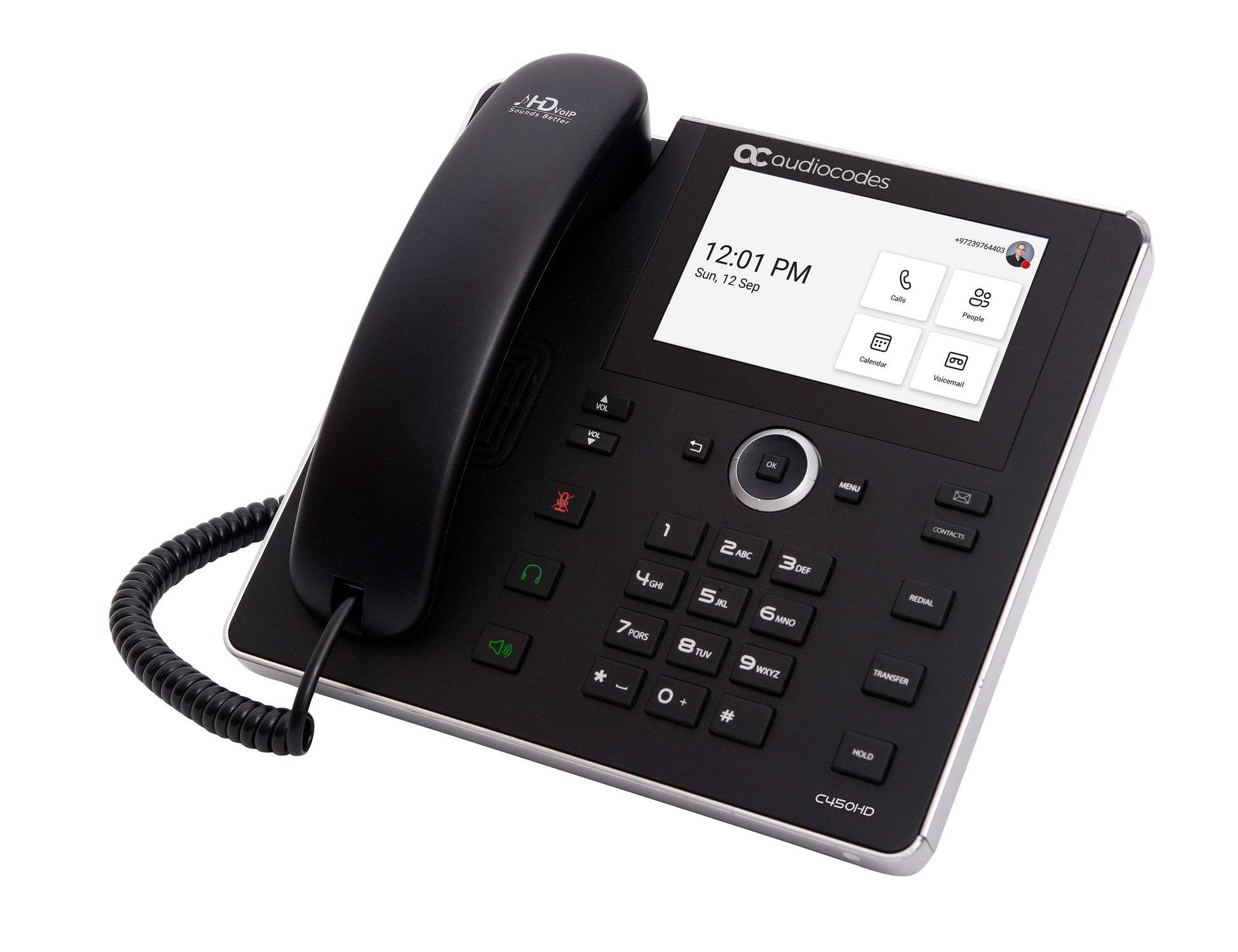 AudioCodes C450HD – IP-Telefon, PoE, Gigabit-LAN (RJ45), mit integriertem Bluetooth