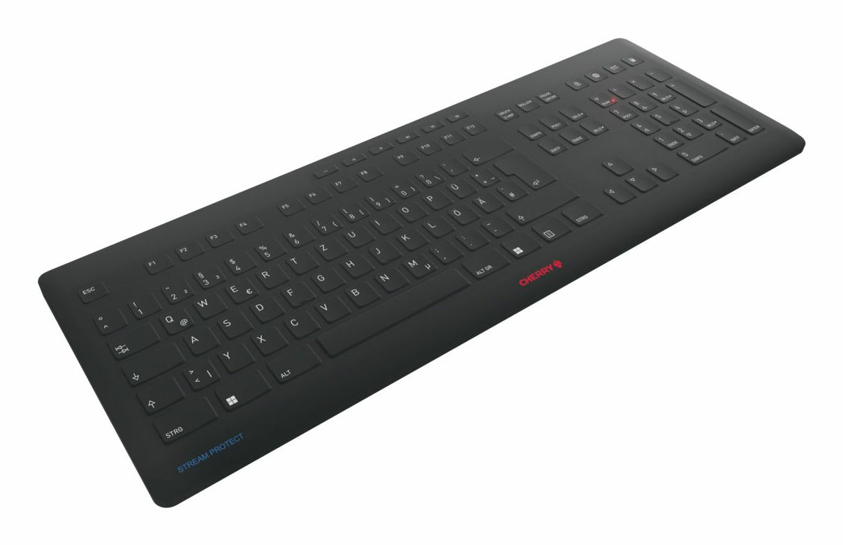 CHERRY Stream Protect – Tastatur – Schere – 2,4 GHz (Nano-Empfänger, USB-A) – QWERTY (UK-INT) – Schwarz