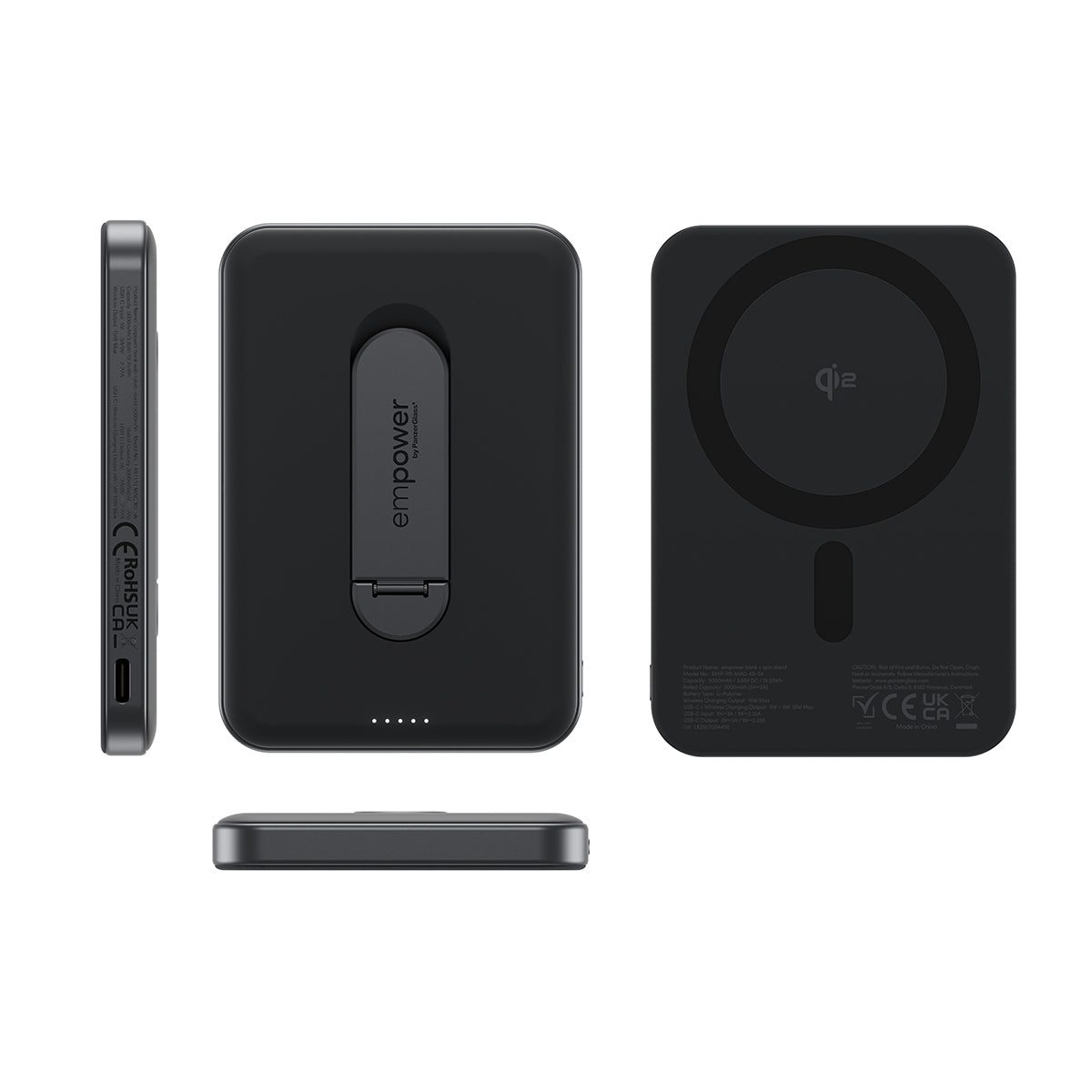 PanzerGlass MagSafe Powerbank 5000 mAh, PD 20 W, 1× USB-C, mit Ständer, Schwarz