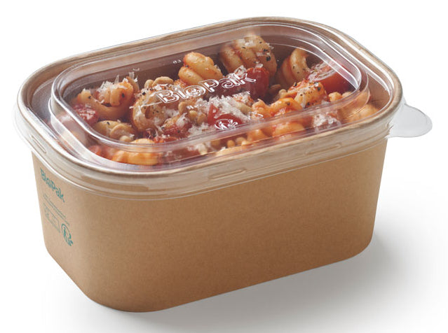 BioPak Take-away-Box, Papier/Karton (PLA-beschichtet) – 1'000 ml 120 × 171 × 77 mm, braun – FSC – 50 Stk.
