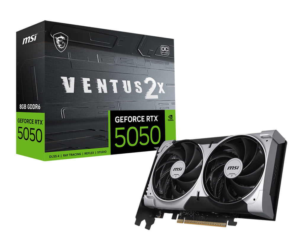 MSI GeForce RTX 5050 VENTUS 2X OC 8G – PCIe Grafikkarte – 3×DP, 1×HDMI, PCIe 5.0, 1×8-Pin
