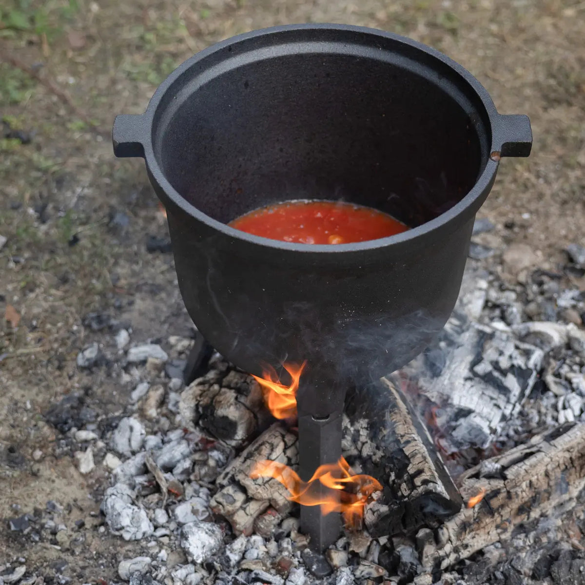 Esschert Design Kochtopf FF648 – 6,8 l, Gusseisen, für Feuer, Grillrost – Schwarz