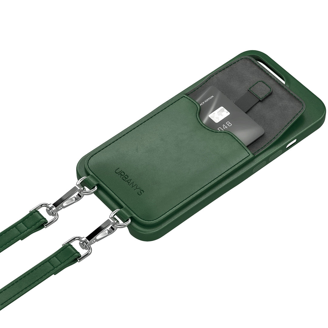 Urbany's Urbanys – Halskettenhülle – für Apple iPhone 17 Pro – Racing Green – mit Kordel