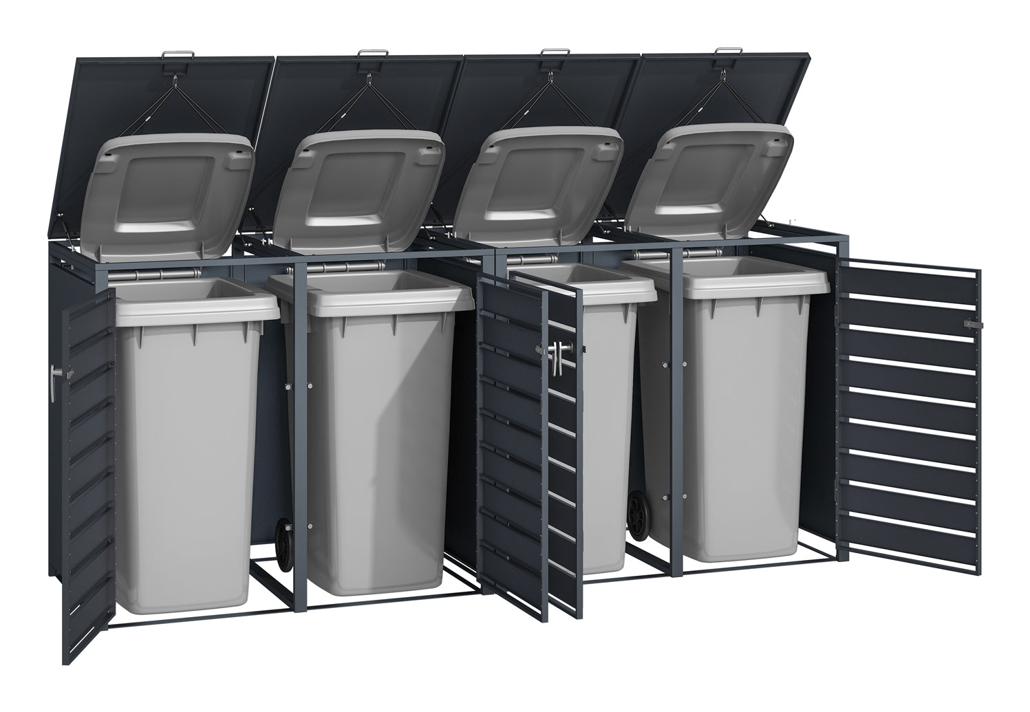 Phoenix Safe Co. Müllcontainer GB4426AWK – Stahl, rechteckig – Anthrazit/Holzoptik – Soft-Close, 4-türig