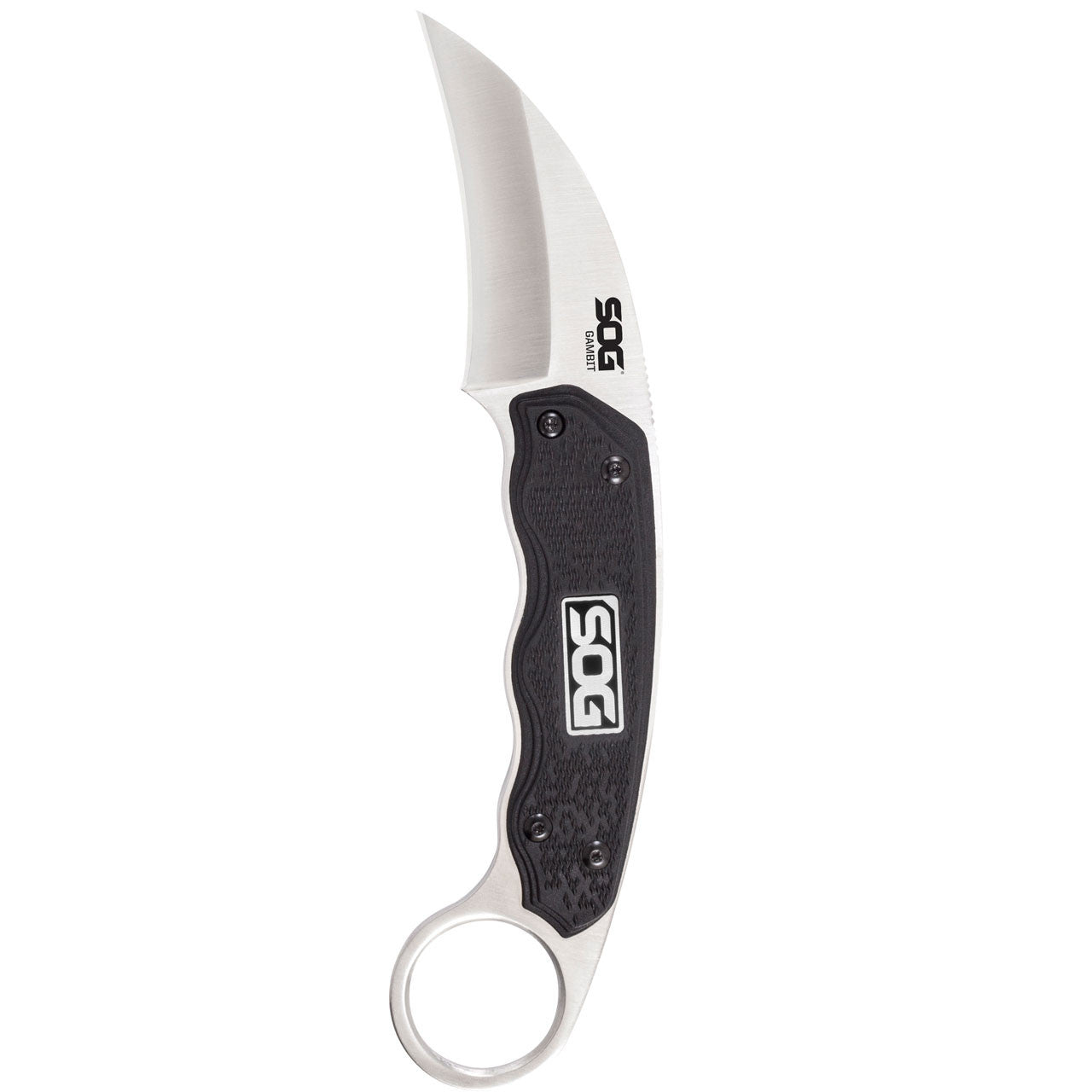 SOG Gambit – Survivalmesser 65 mm, glasfaserverstärktes Nylon, Einhandöffnung, schwarz