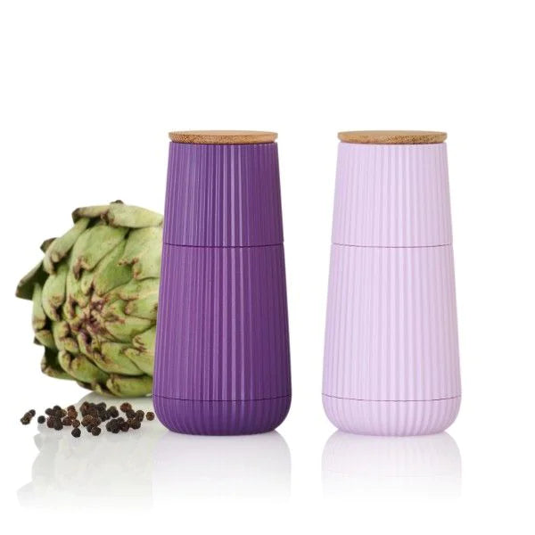 AdHoc Salz- und Pfeffermühle 12,3 cm, Eiche/Kunststoff, 2-teilig, Keramikmahlwerk, Violett