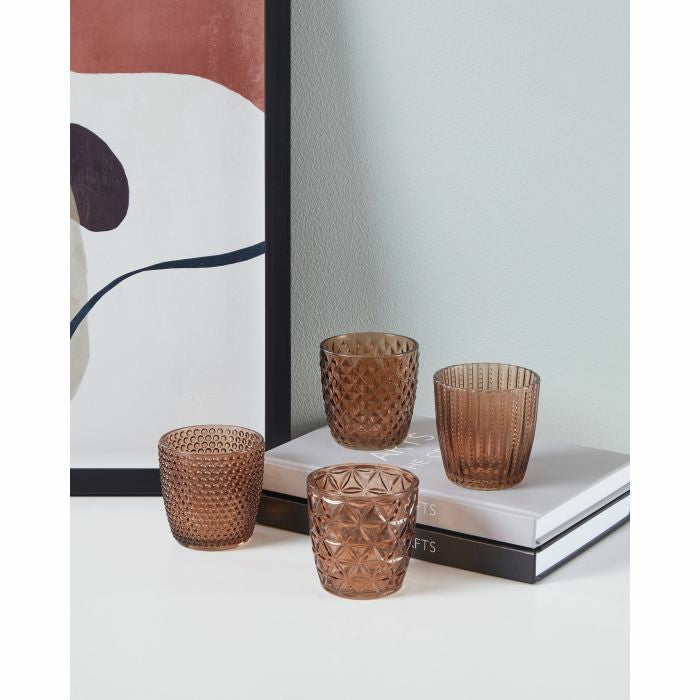 EGLO Bezamby Windlicht – Glas, braun – Ø 7,3 × 7,3 cm