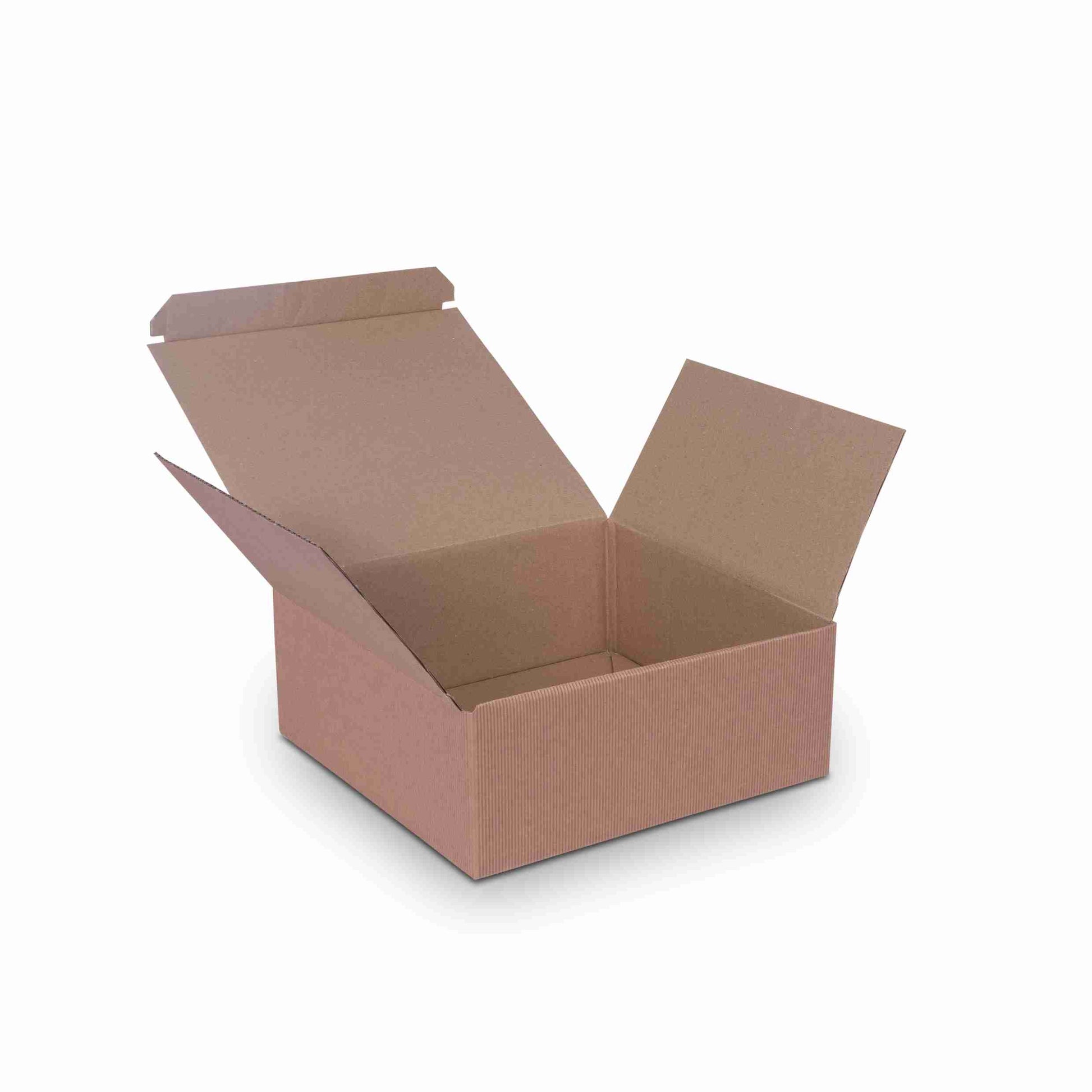 Geschenkbox offene Welle braun – 285 × 110 × 270 mm – selbstschliessend – 1 Stk., ab 50 Stk.