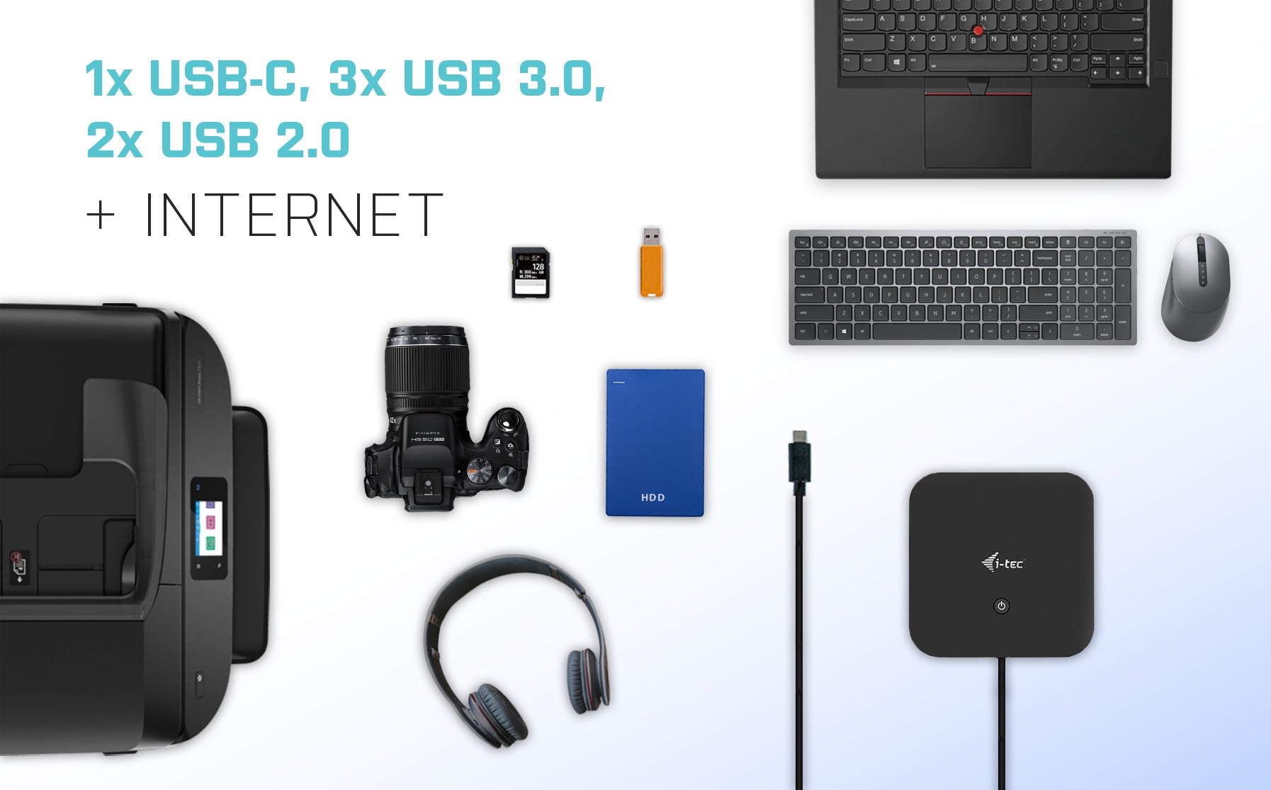 i-tec Dockingstation – USB-C, 2× DP, 5× USB-A, 2× USB-C, 100 W PD, GbE, 3,5 mm Audio, für Windows/Mac/Linux