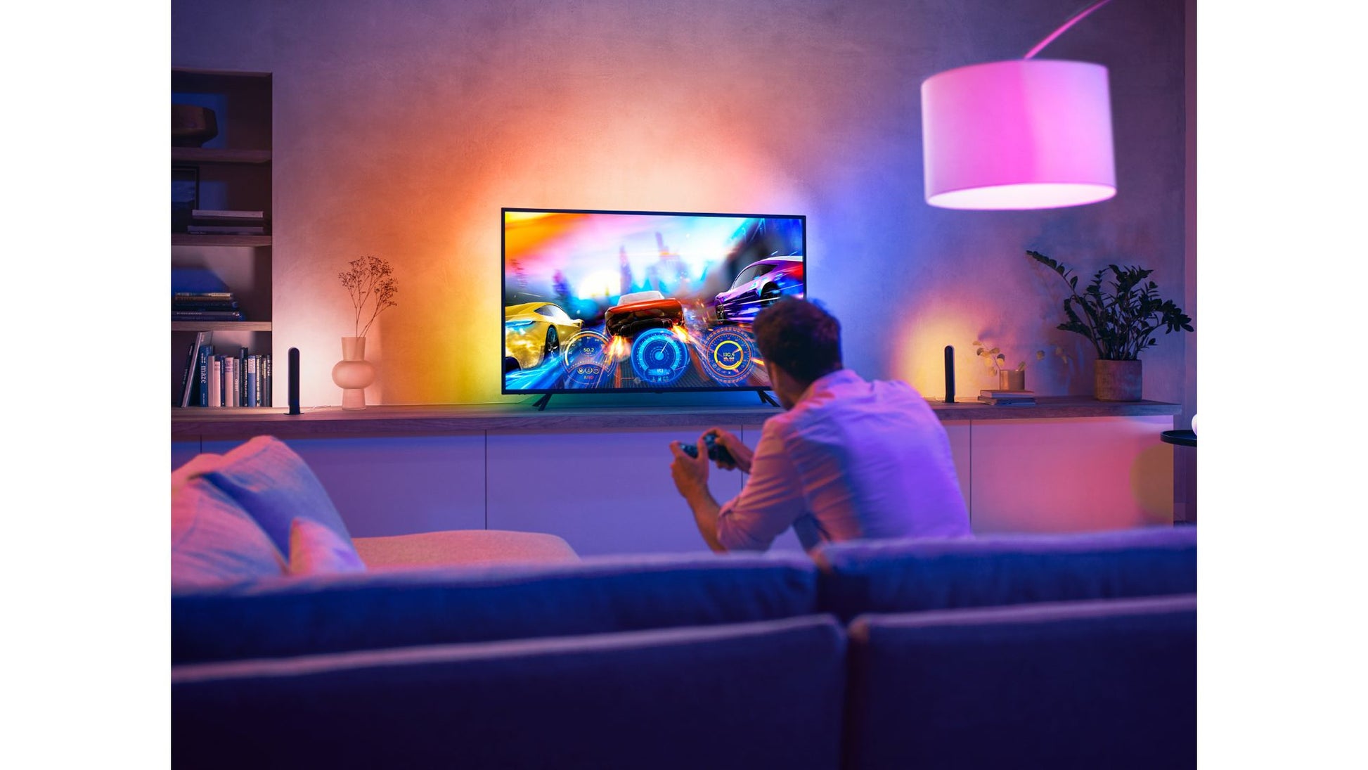 Philips by Signify Philips Hue Gradient Lightstrip 55 TV-Backlight-Set – ZigBee, einstellbares Weiss – für 55" Fernseher – Schwarz