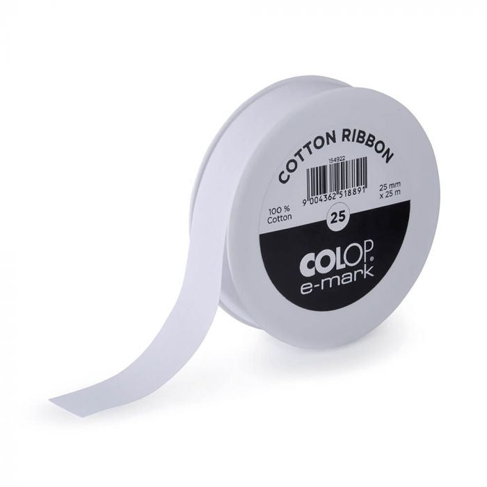 Colop 154922 Textil-/Satinband – weiss – 25 mm × 25 m – für E-mark