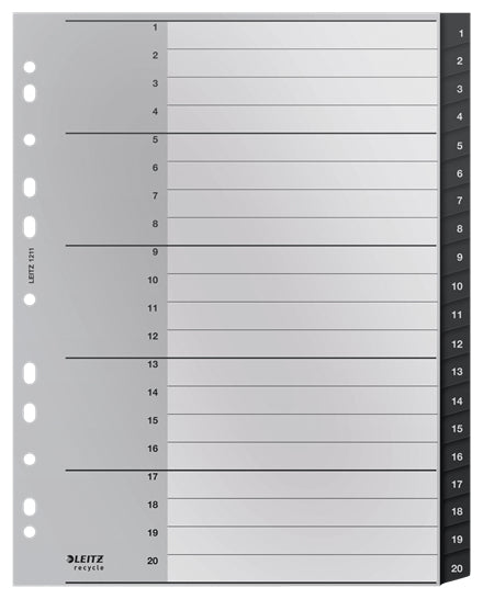 Leitz 12110000 Register – PP, schwarz, weiss, unbedruckt