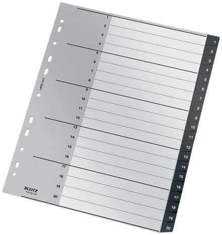 Leitz 12110000 Register – PP, schwarz, weiss, unbedruckt