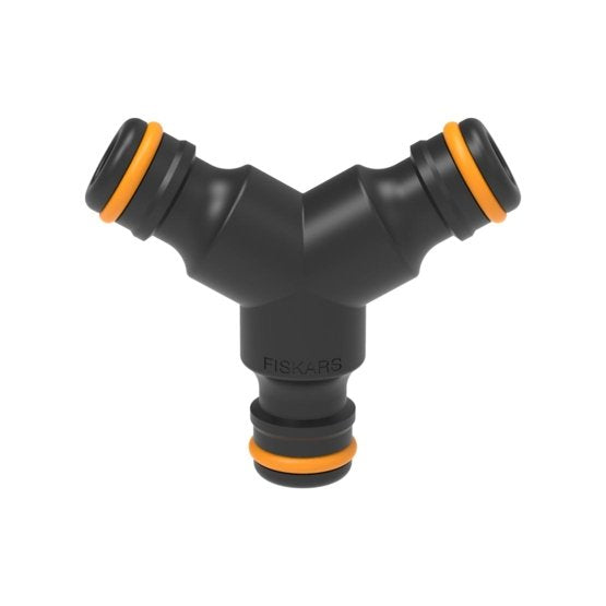 Fiskars Y-Stück 1027070 – für Schlauch Ø 13/15/19 mm, Kunststoff, schwarz/orange