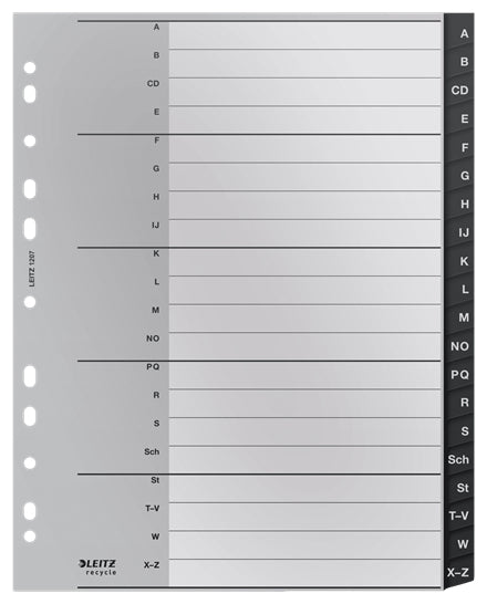 Leitz 12070000 Register – PP, schwarz, weiss, unbedruckt, leerer Registerindex