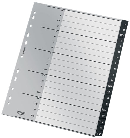 Leitz 12070000 Register – PP, schwarz, weiss, unbedruckt, leerer Registerindex