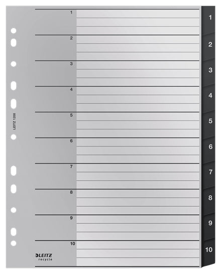 Leitz 12080000 Register – PP, schwarz, weiss, unbedruckt