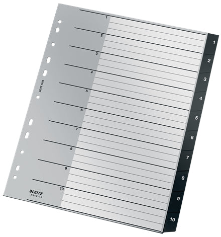 Leitz 12080000 Register – PP, schwarz, weiss, unbedruckt