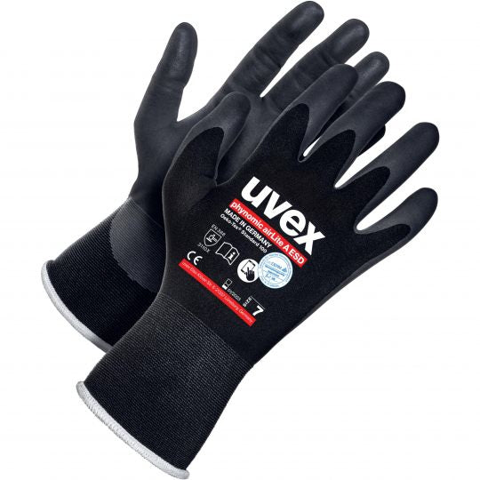 Uvex Arbeitshandschuhe phynomic airLite A – Grösse 11, 1 Paar (2 Stück) – Polyamid – EN 388, EN 16350, ESD