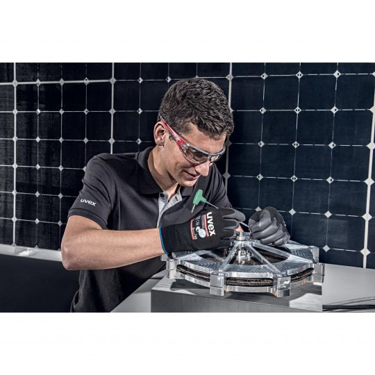 Uvex Arbeitshandschuhe phynomic airLite A – Grösse 6, 1 Paar – Polyamid, ESD, EN 388:3110X, Schwarz