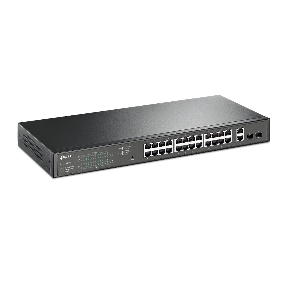 TP-Link TL-SG1428PE – Managed L2 Switch – 24× 1G (PoE+), 2× 1G, 2× SFP, PoE-Budget 250 W, 19", 1U