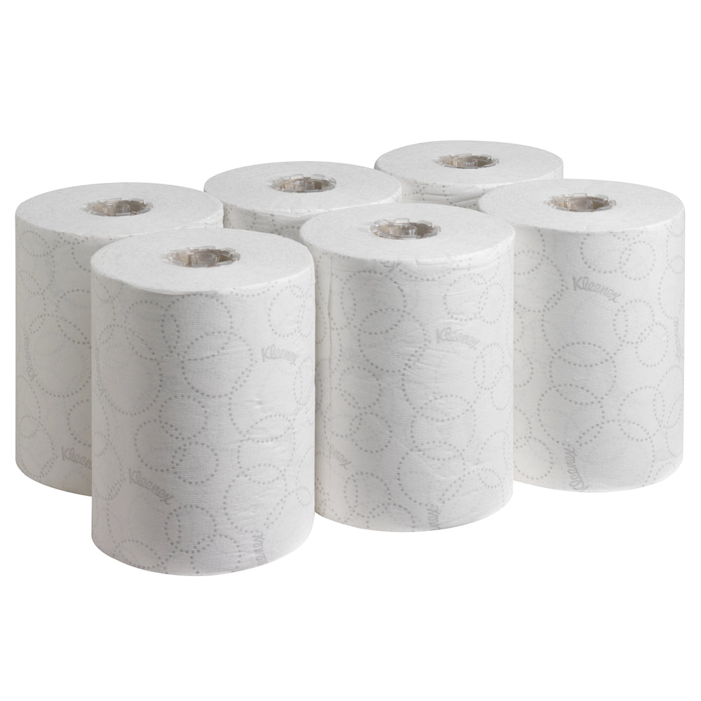 Kleenex Handtuchrolle – 2-lagig, Weiss – 198 mm × 100 m – für Kleenex Slimroll Spender – Beutel 6 Rollen