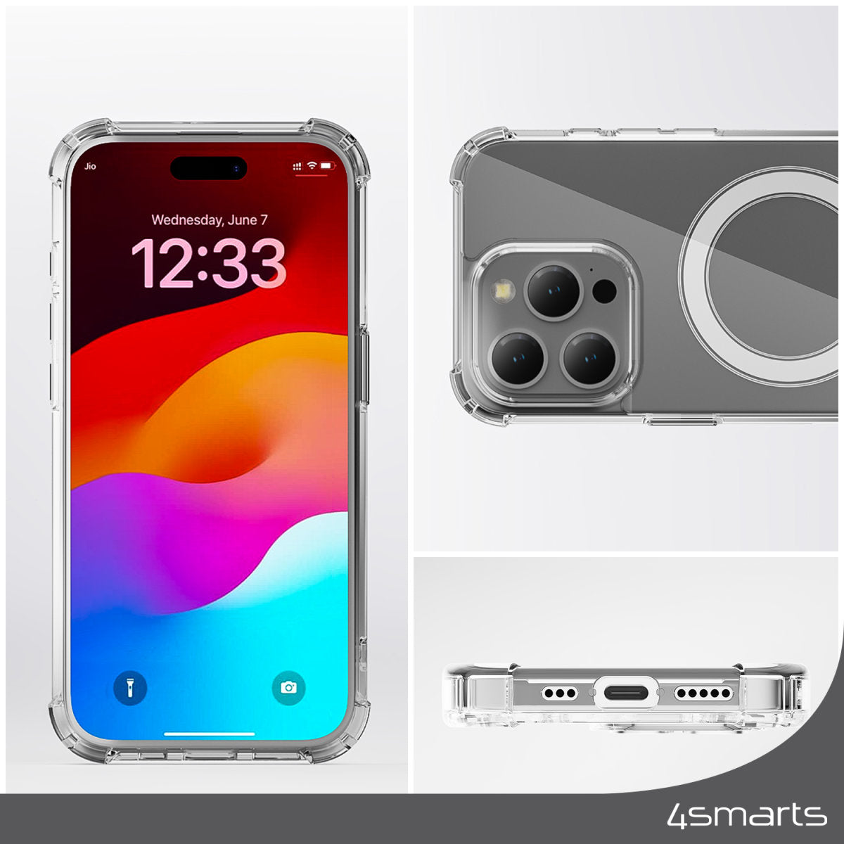 4smarts Ibiza Backcover – für Apple iPhone 15 Plus, MagSafe, PC+TPU, Transparent