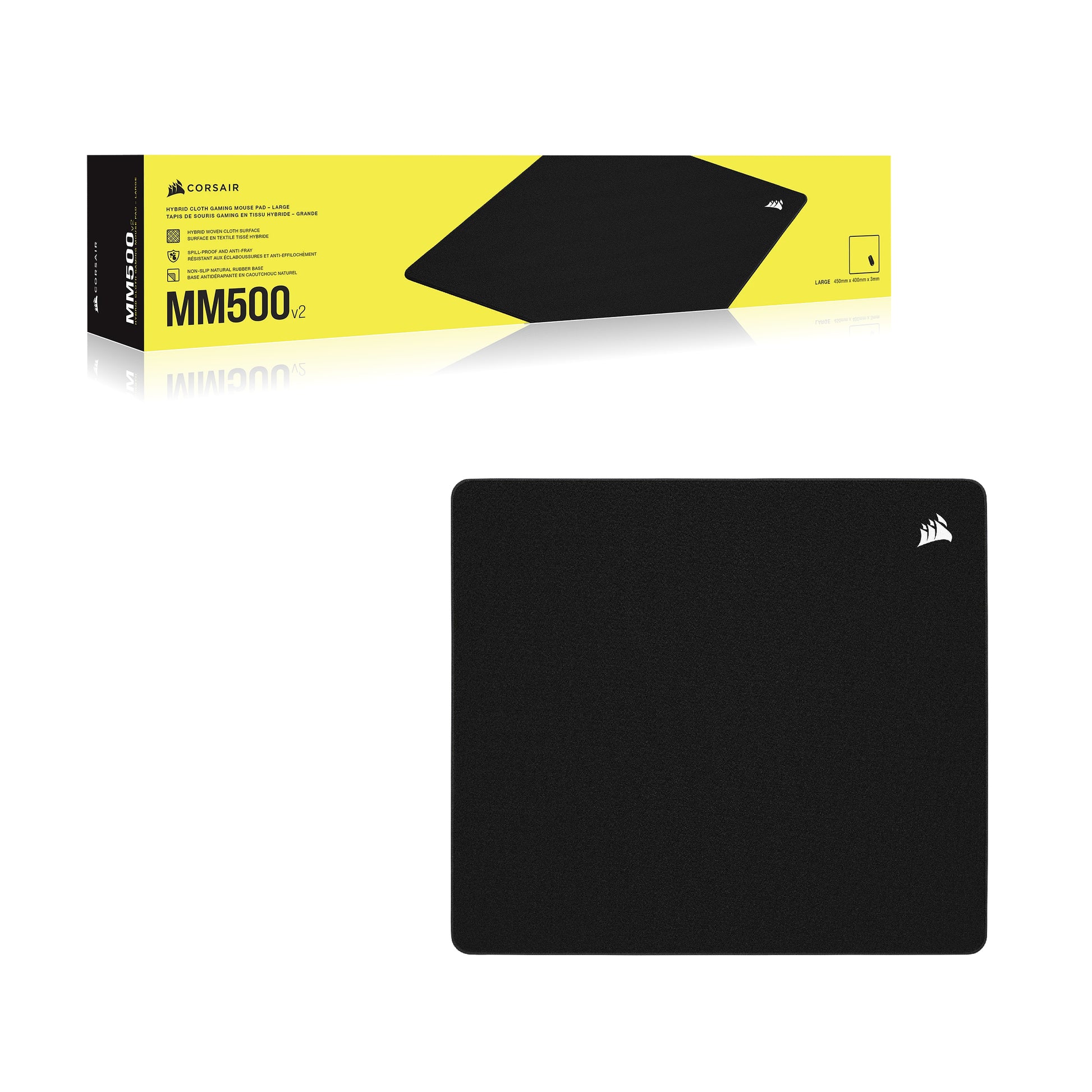Corsair Schreibunterlage MM500 v2 L Hybrid Cloth – 400 × 450 mm