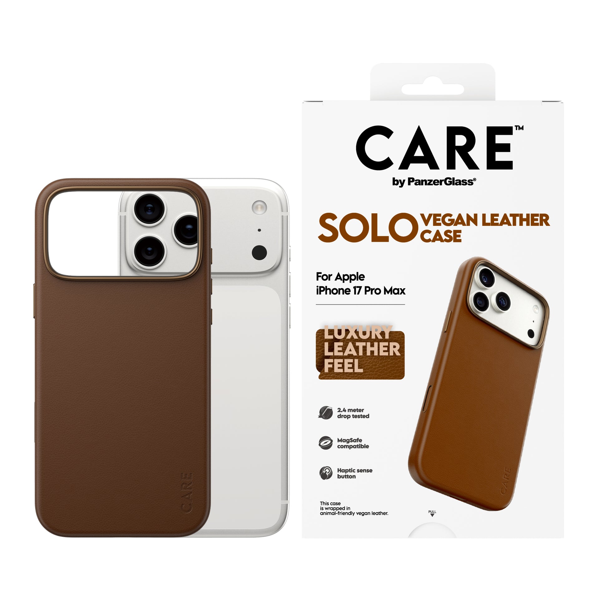 PanzerGlass CARE Solo – Backcover – für Apple iPhone 17 Pro Max, PC, Braun