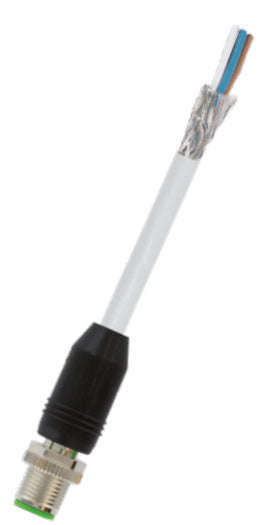 Zebra CBL-ENT0300M-M1200 Netzwerkkabel – 3 m, M12–freie Adern, Schwarz, Weiss – 1 Stk.