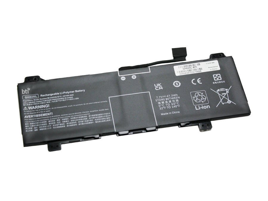 BTI GH02047XL Notebook-Akku – für HP – 47,3 Wh, 7,7 V (2 Zellen) – Schwarz