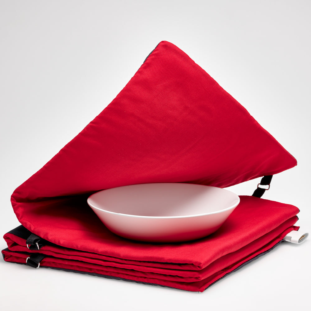 Solis Tellerwärmer Typ 8651 – 10 Teller, Ø 32 cm, Textil, waschbar – Schwarz/Rot