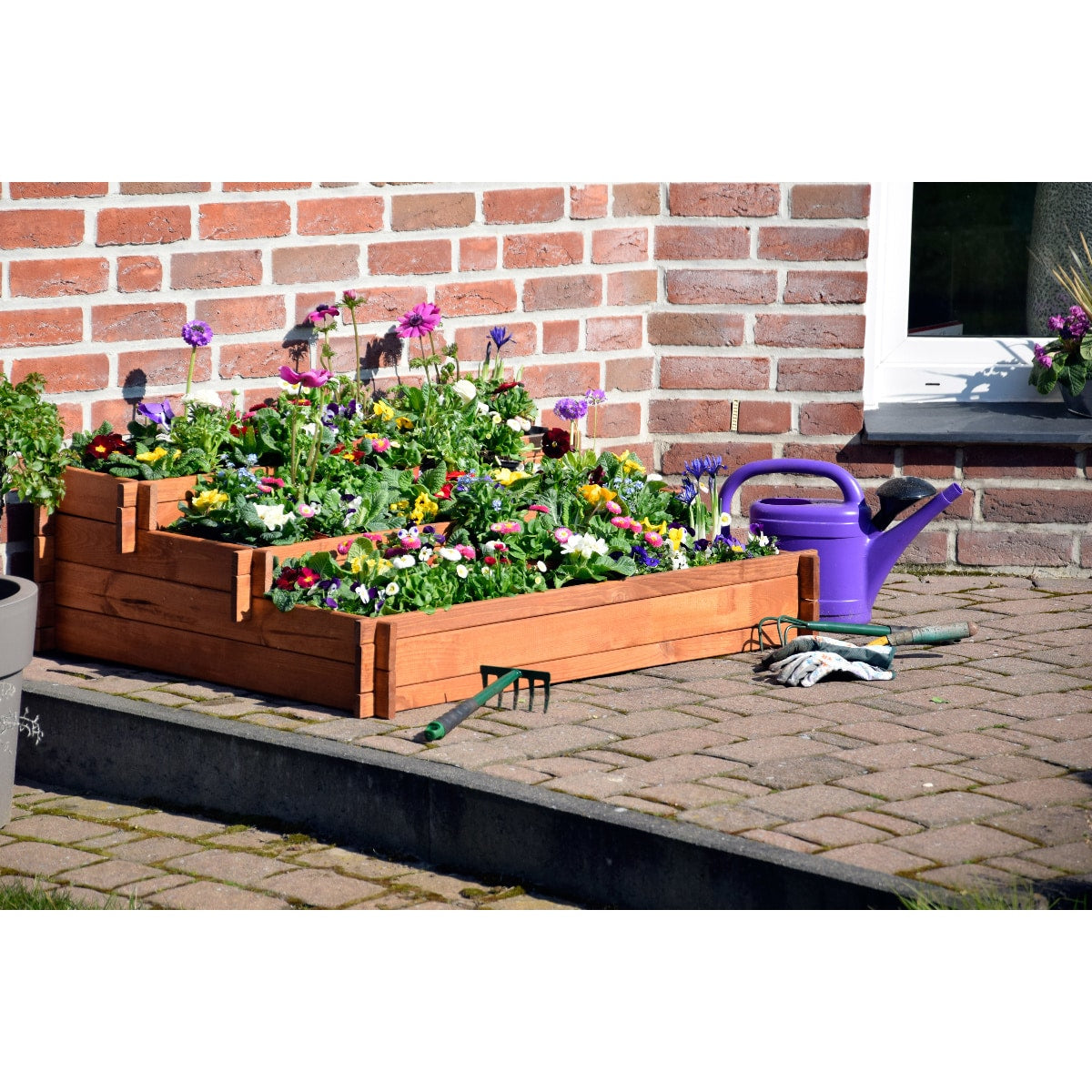 Dobar Pflanzbeet – 110 × 88 × 36 cm – Kiefernholz & Kunststoff, Braun