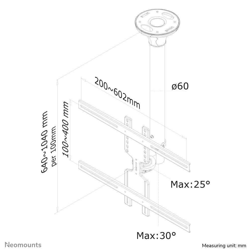 Neomounts FPMA-C400SILVER – Wandhalterung, neigbar, bis 60", VESA 200×100, bis 12 kg, silber