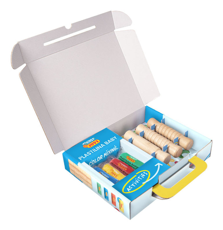 Jovi My First Baby Knete Etui – Knete-/Modelliermasse-Set – 4 × 38 g – 7-teilig – ab 1 Jahr
