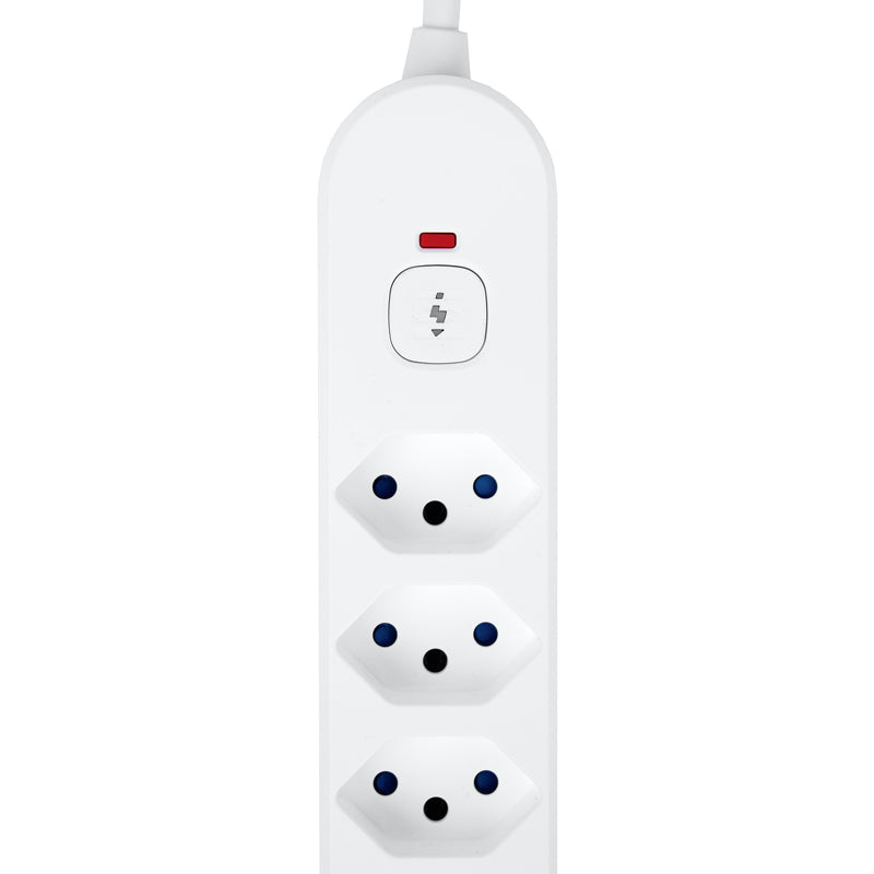 Steffen Steckdosenleiste – 6× T13, USB‑A/C (18 W/20 W), 3 m, mit Schalter, IP20, Weiss