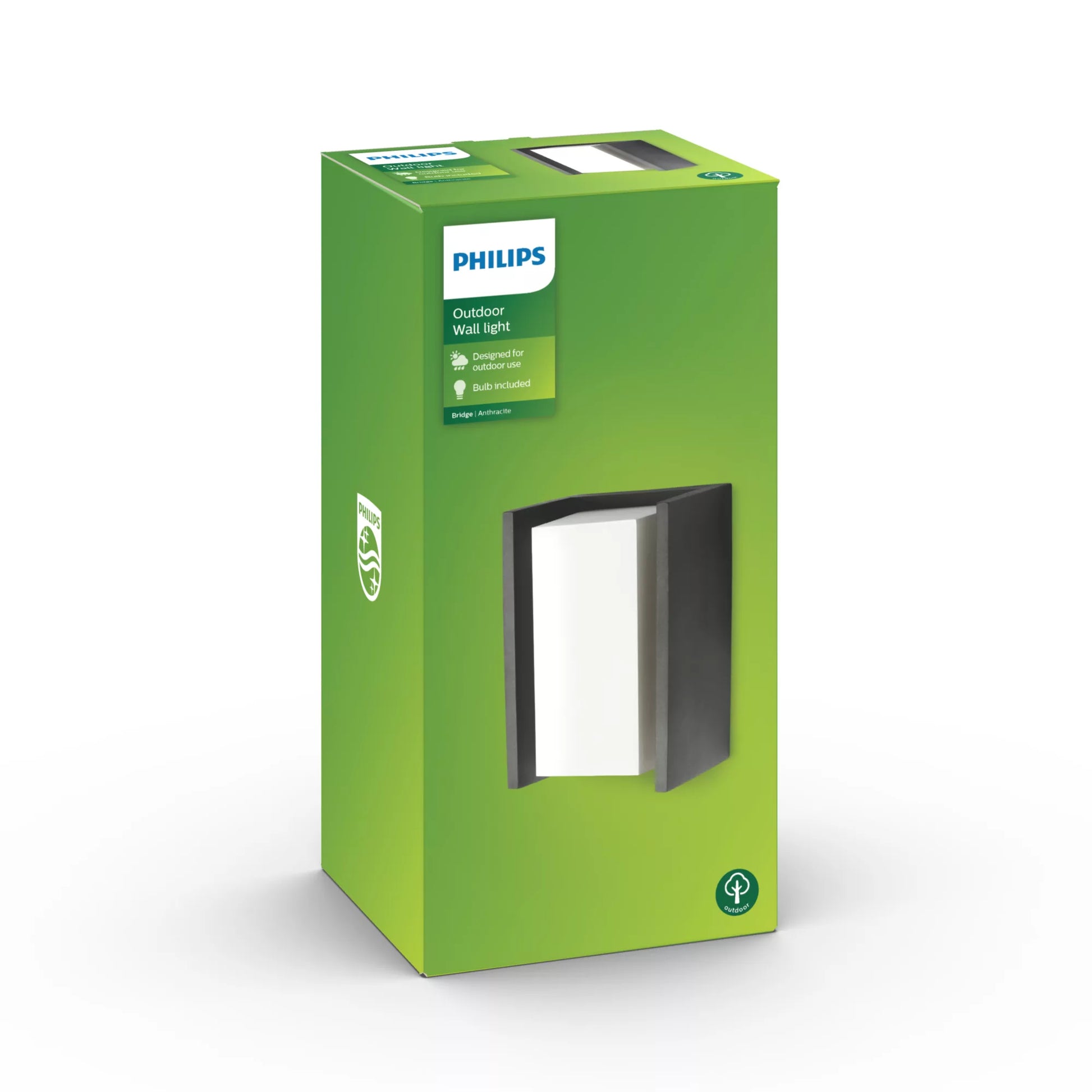 Philips by Signify Philips Aussenwandleuchte Bridge – 10,1×21,2 cm, 42 W, IP44, Netzbetrieb, Anthrazit, Aluminium