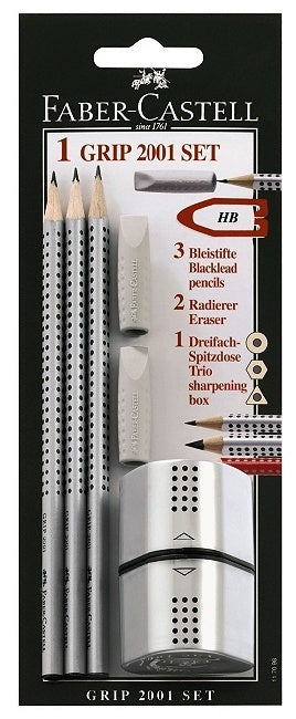 Faber-Castell Grip 2001 Schreibset B – mit Spitzer & Radierer