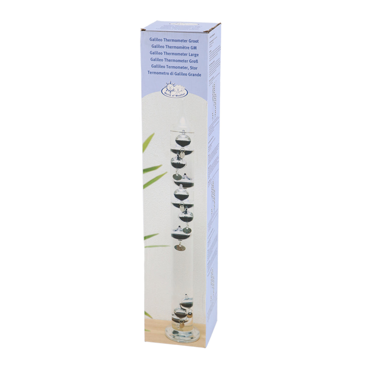 Esschert Design Galileo Thermometer L (TH44) – Wetterstation, Innentemperatur – Silber/Transparent