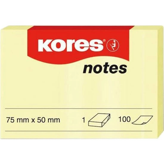 Kores Haftnotizen – 50 × 75 mm – Gelb, 100 Blatt/Block, 12er-Pack