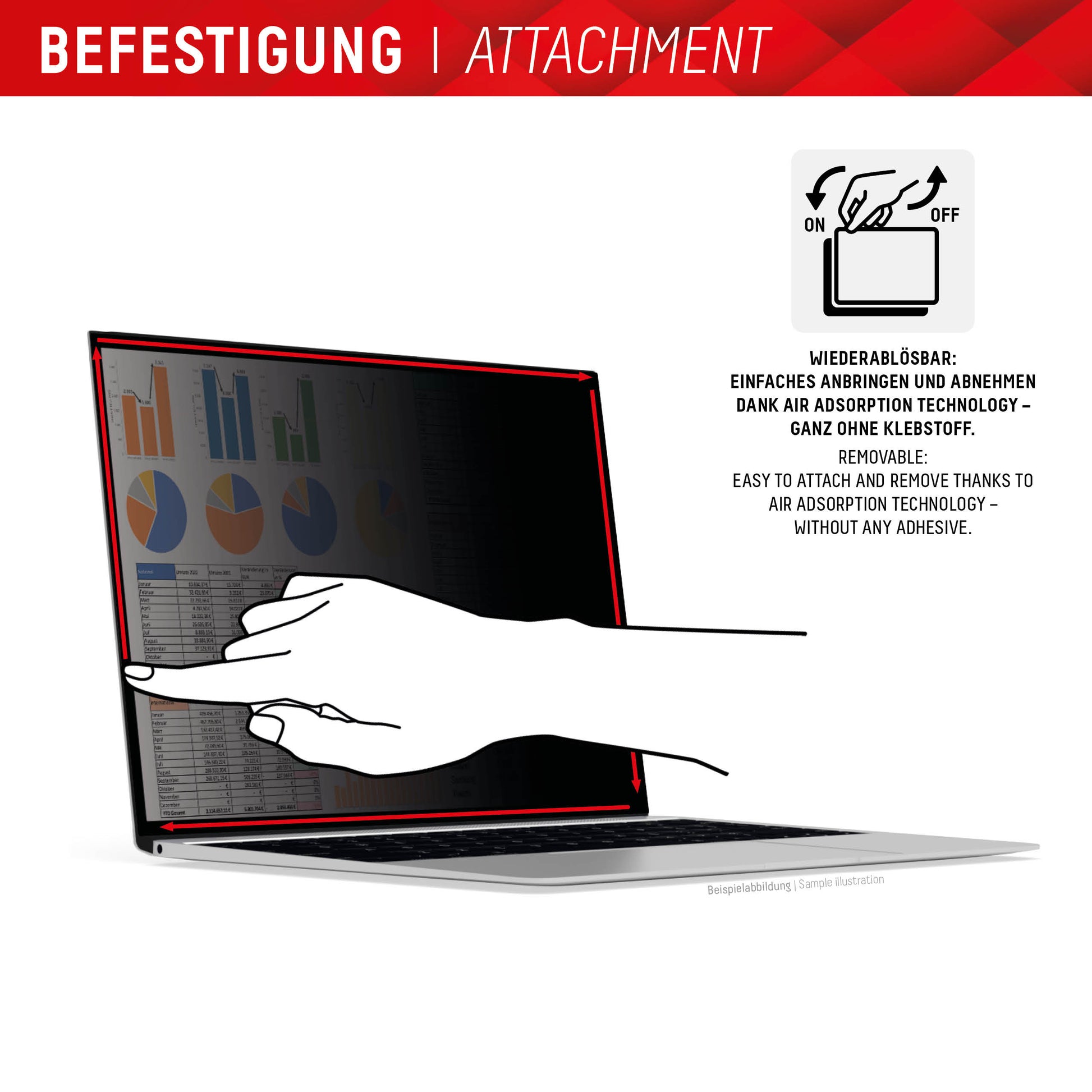 Displex Magnetischer Blickschutzfilter für Laptop 16,0", 16:10 – 354 × 225 mm, 2-Wege