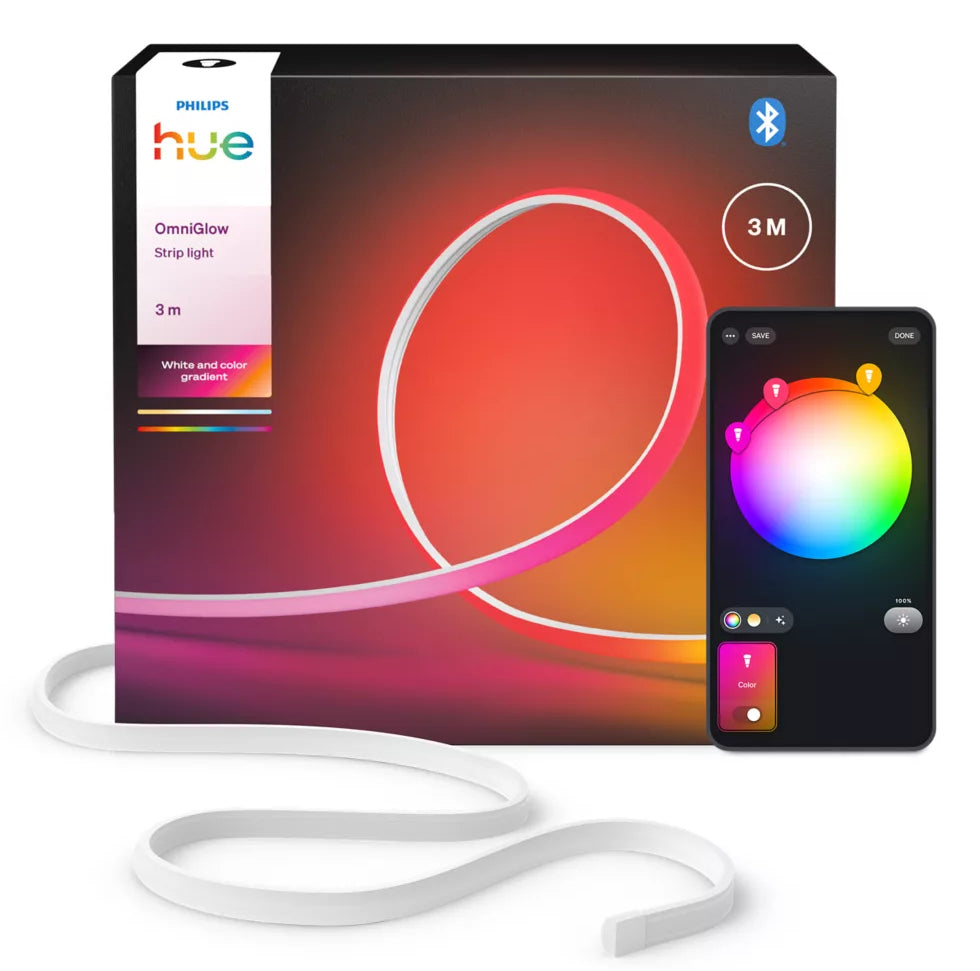 Philips Hue LED-Strip OmniGlow Gradient – 3 m, 2700 lm, 40 W, RGBW, dimmbar, für Philips Hue, mehrfarbig