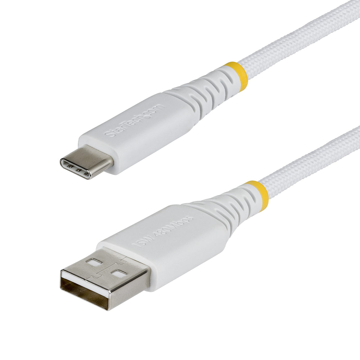 StarTech.com USB-A auf USB-C Kabel – USB 2.0 (480 Mbit/s) – 1 m – PD 15 W – Geflochten – Weiss
